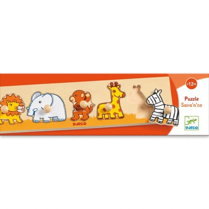 Puzzle cu buton Savana, Djeco - imagine 2