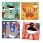 Puzzle din cuburi de lemn Animale marine, Djeco - imagine 2