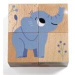 Puzzle din cuburi de lemn Animale salbatice, Djeco - imagine 2