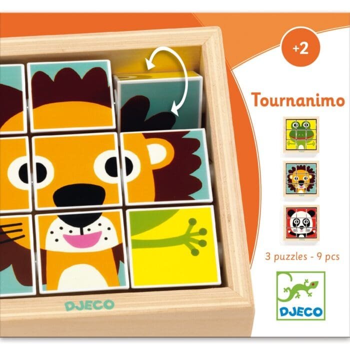 Puzzle din cuburi Tournanimo, Djeco - imagine 2