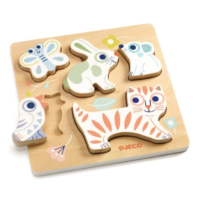 Puzzle din lemn BabyAnimali, Djeco - imagine 2