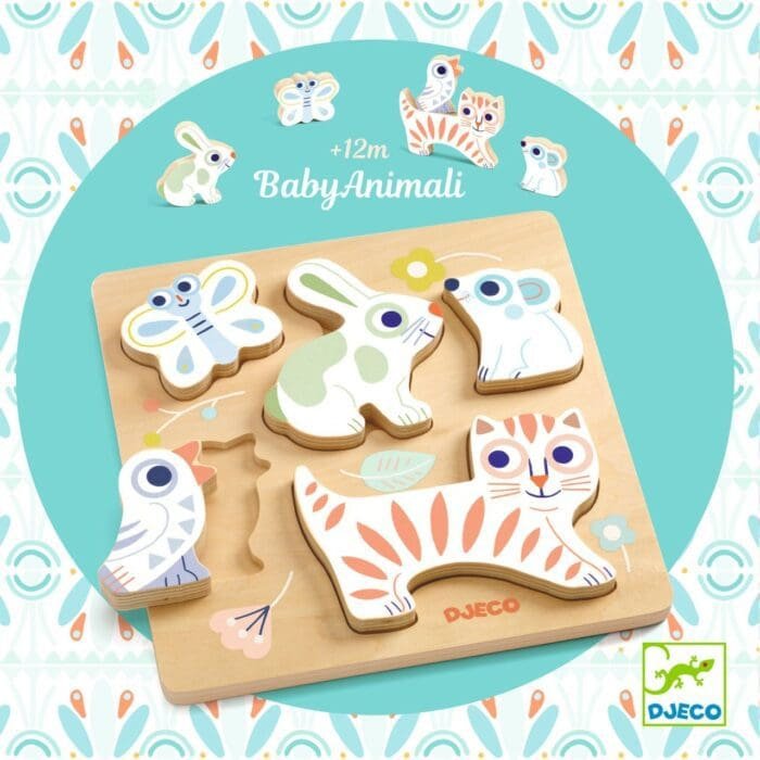 Puzzle din lemn BabyAnimali, Djeco - imagine 4