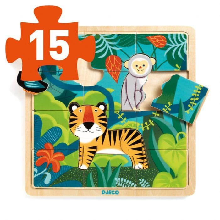 Puzzle din lemn Jungla, Djeco - imagine 2
