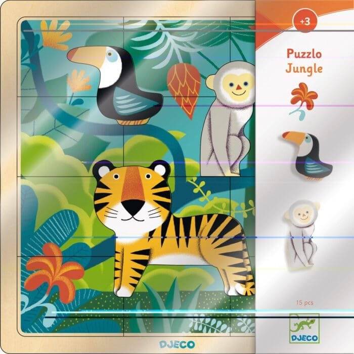 Puzzle din lemn Jungla, Djeco - imagine 3
