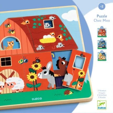 Puzzle straturi Animale de la ferma, Djeco