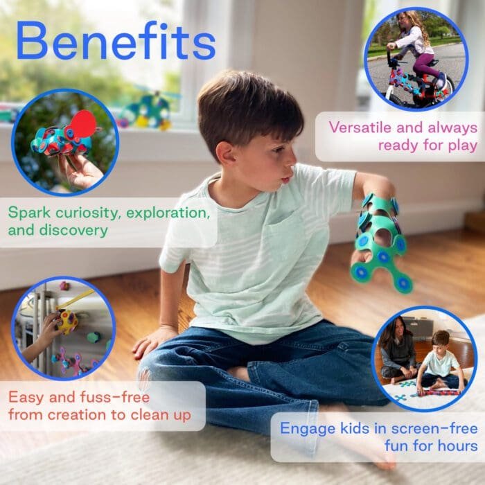 Set Clixo de construit cu magnet, Itsy pack Blue-Green 18 - imagine 2