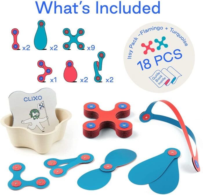 Set Clixo de construit cu magnet, Itsy pack Flamingo-Turquoise 18 - imagine 2