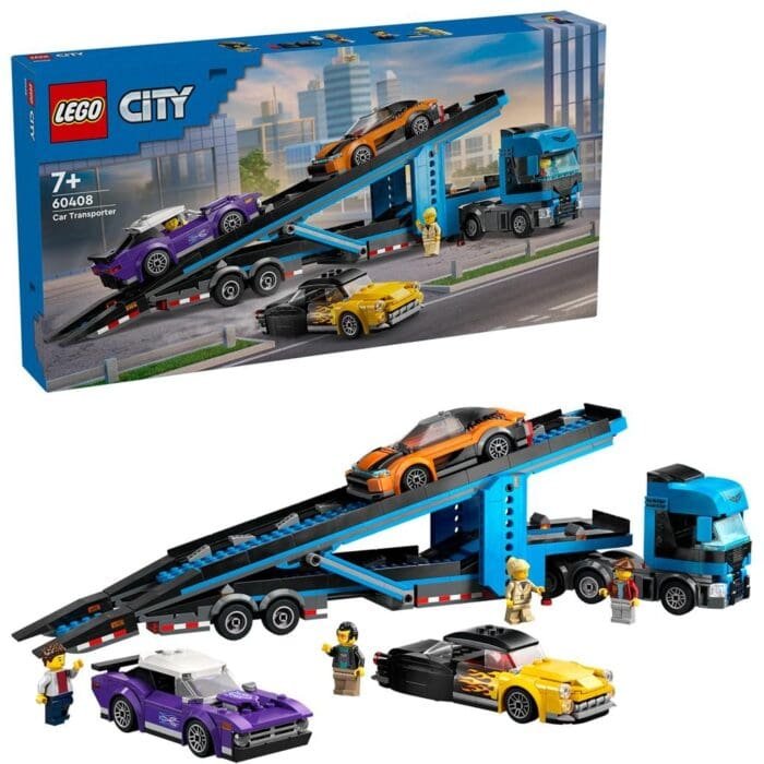 LEGO CITY CAMION TRANSPORTOR DE MASINI SPORT 60408 - imagine 6