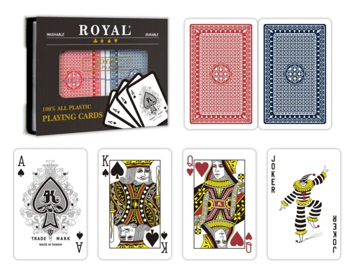 SET 2 PACHETE CARTI ROYAL CANASTA POKER DIN PLASTIC - imagine 4