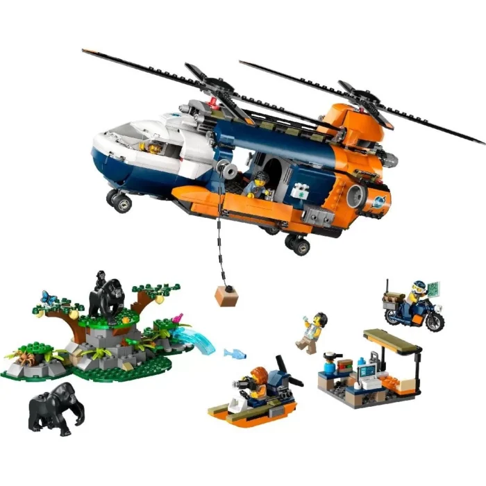 LEGO CITY ELICOPTERUL UNUI EXPLORATOR AL JUNGLEI LA TABARA DE BAZA 60437 - imagine 8