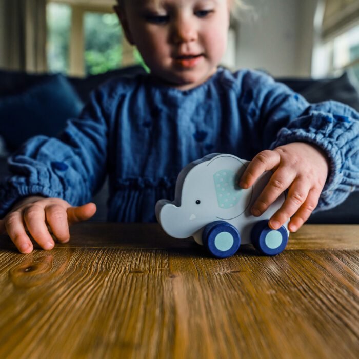 Elefant - jucarie din lemn cu roti, Orange Tree Toys - imagine 3