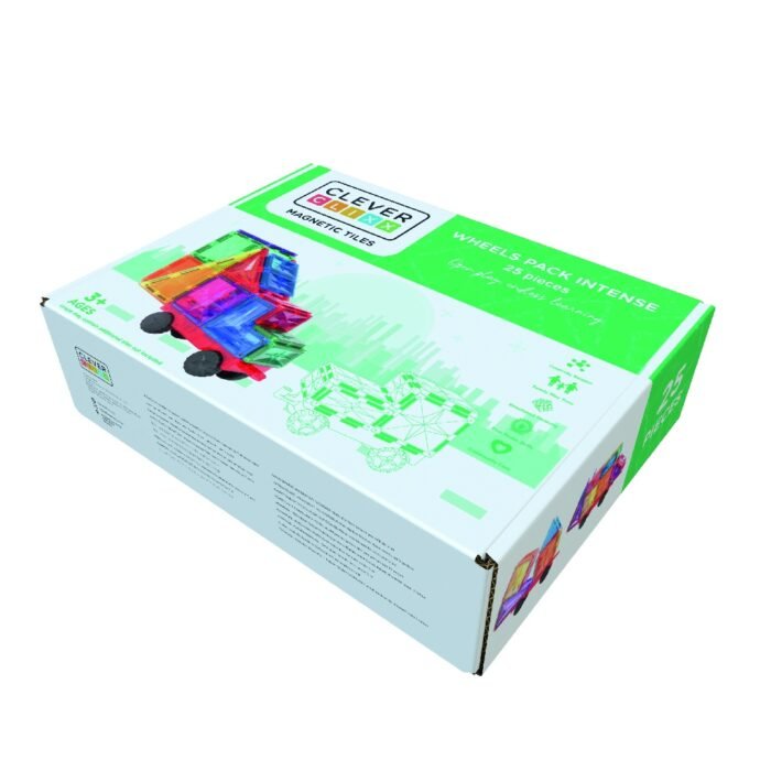 Joc magnetic de construit cu set de roti 25 piese, Cleverclixx - imagine 2