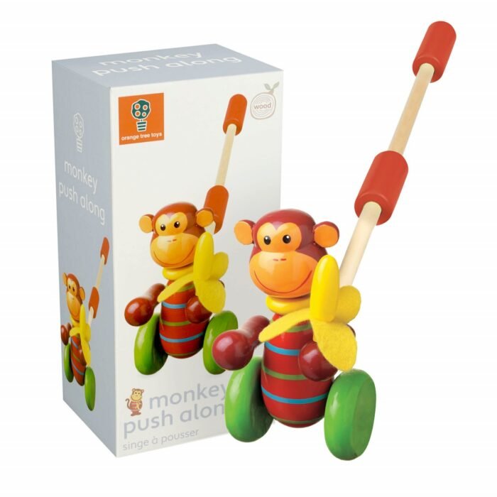 Jucarie de impins maimutica, Orange Tree Toys - imagine 4