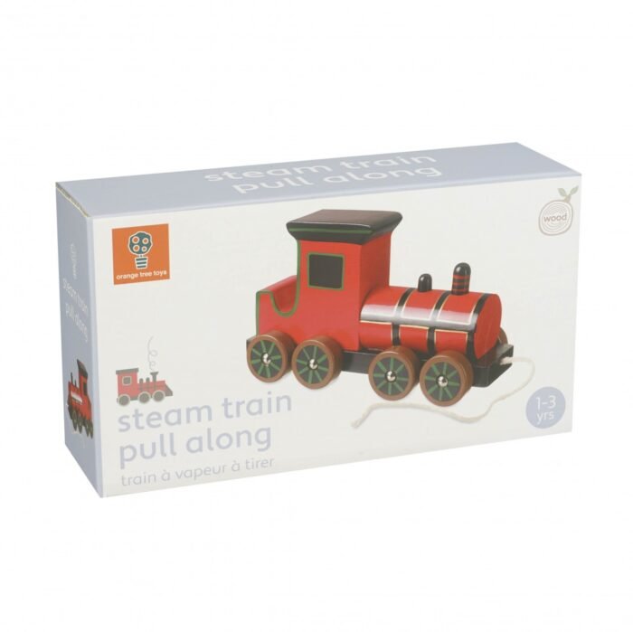 Jucarie de tras Locomotiva cu aburi, Orange Tree Toys - imagine 3