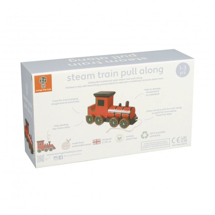 Jucarie de tras Locomotiva cu aburi, Orange Tree Toys - imagine 2
