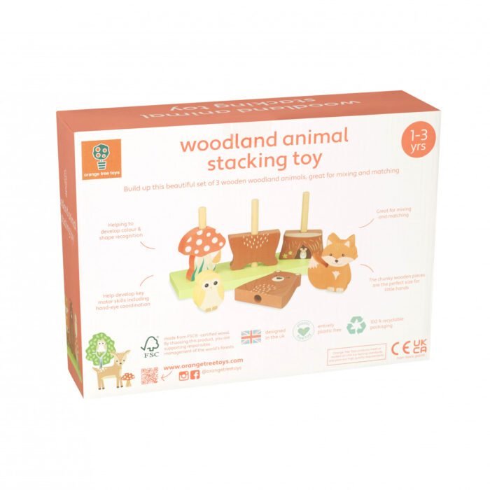 Jucarie din lemn de stivuit cu animalele padurii, Orange Tree Toys - imagine 2