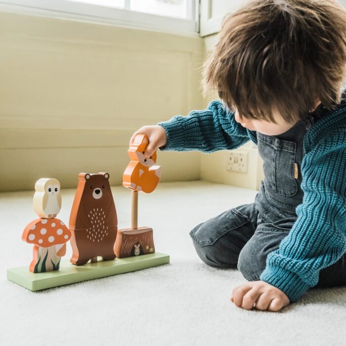 Jucarie din lemn de stivuit cu animalele padurii, Orange Tree Toys - imagine 4