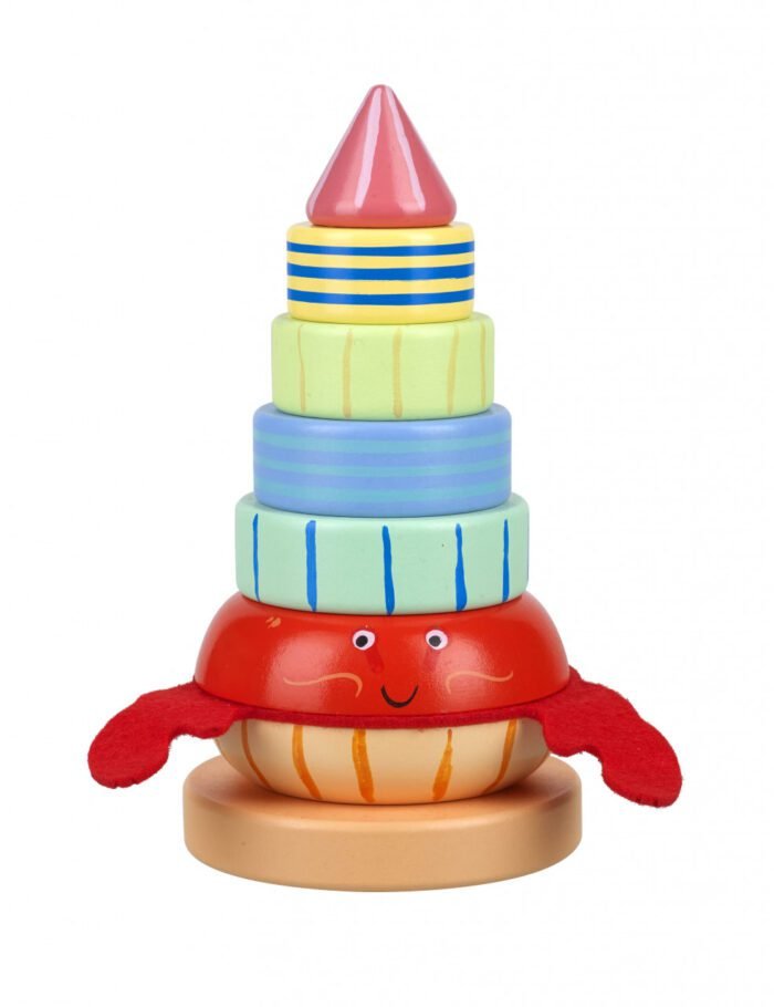 Jucarie din lemn de stivuit cu crab, Orange Tree Toys - imagine 2