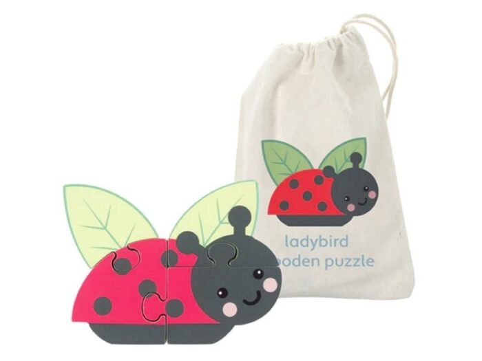 Mini puzzle din lemn buburuza 3D, Orange Tree Toys - imagine 4