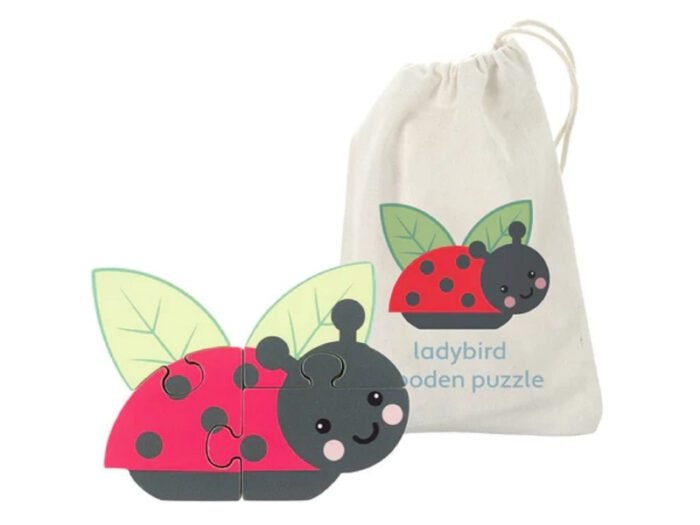 Mini puzzle din lemn buburuza 3D, Orange Tree Toys - imagine 2
