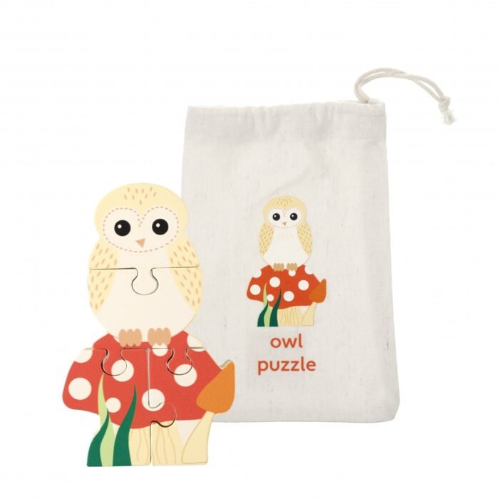 Mini puzzle din lemn bufnita 3D, Orange Tree Toys - imagine 3