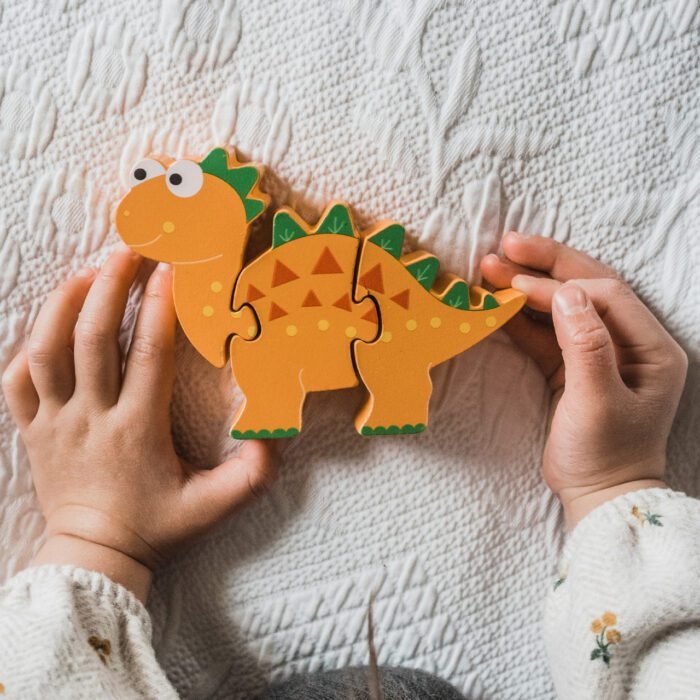Puzzle dinozaur din lemn - Stegosaurus, Orange Tree Toys - imagine 4