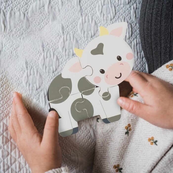 Puzzle vacuta din lemn, Orange Tree Toys - imagine 4