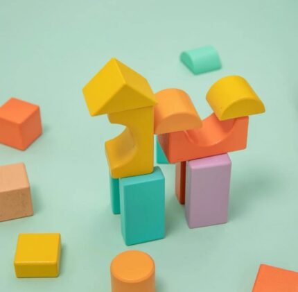 Set 100 cuburi din lemn, UMU Toys