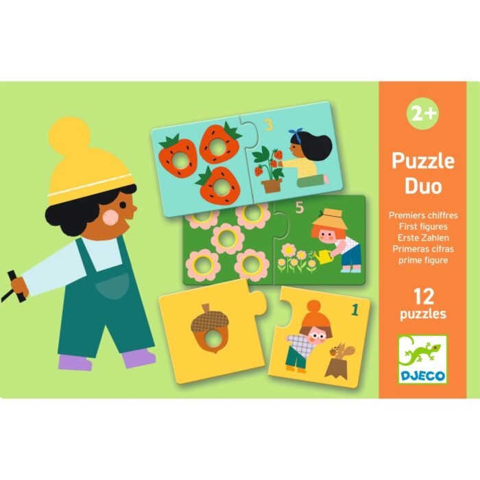 Puzzle duo tactil Primele numere, Djeco - imagine 2