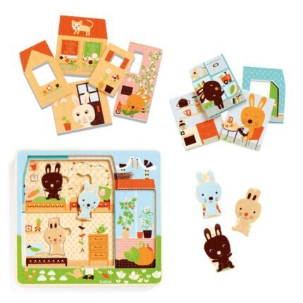Puzzle straturi Casuta iepurasilor, Djeco