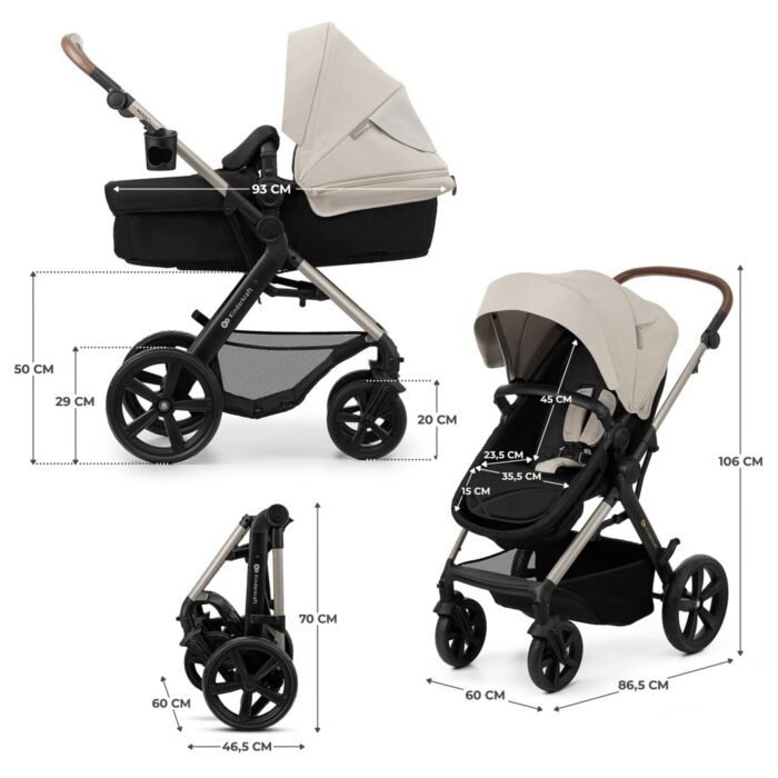 CARUCIOR 3 IN 1 KINDERKRAFT MOOV 2, MOONLIGHT GREY - imagine 4