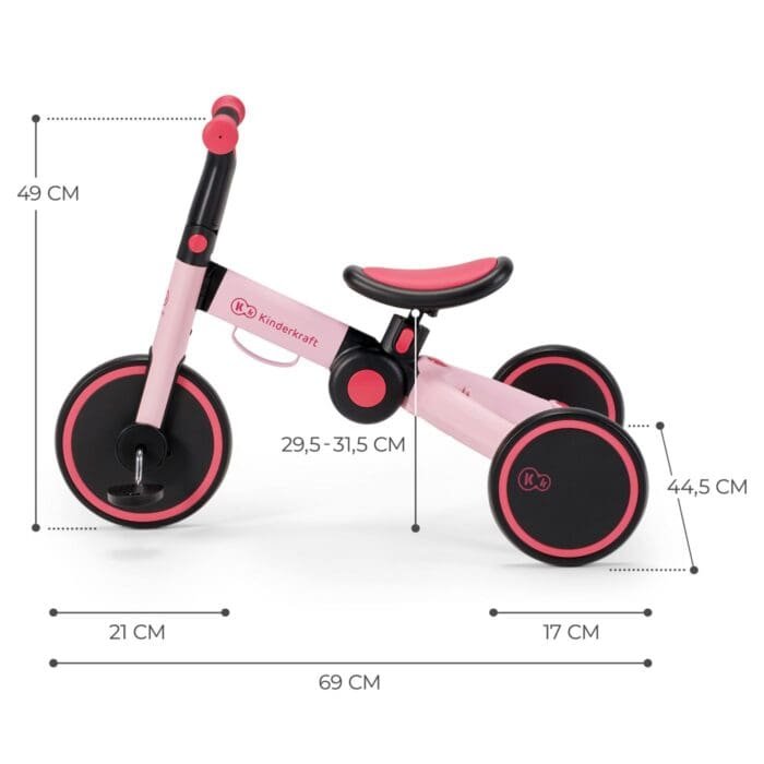 BICICLETA DE ECHILIBRU / TRICICLETA KINDERKRAFT 4TRIKE, CANDY PINK - imagine 4