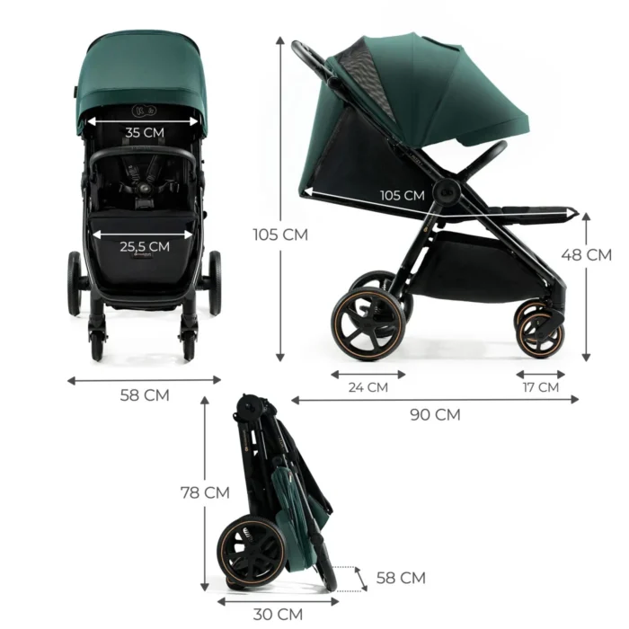 CARUCIOR SPORT, ULTRA COMPACT, KINDERKRAFT MITZY, 0-22 KG, JADE GREEN - imagine 8