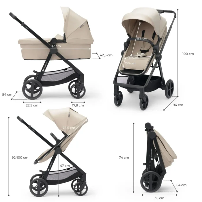 CARUCIOR KINDERKRAFT NEWLY, 3 IN 1, BEJ - imagine 8