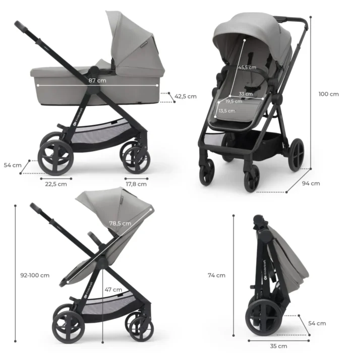 CARUCIOR KINDERKRAFT NEWLY, 3 IN 1, LIGHT GREY - imagine 8