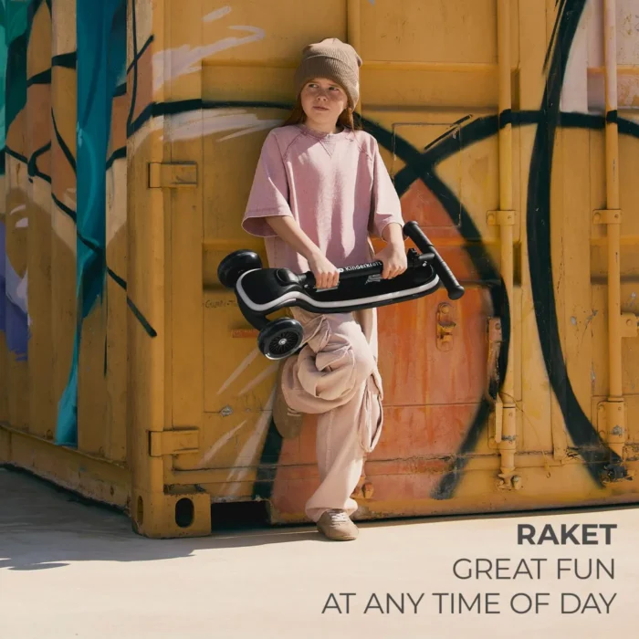 TROTINETA CU LUMINI KINDERKRAFT RAKET, BLACK - imagine 7