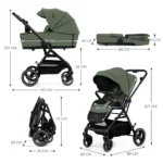 KINDERKRAFT MULTIFUNCTIONAL STROLLER YOXI 2IN1 MYSTIC GREEN - imagine 9