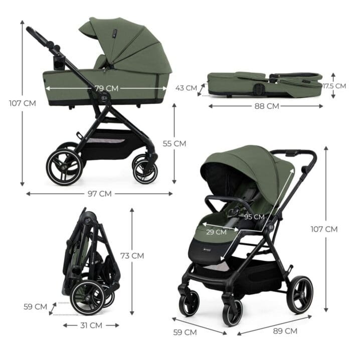 KINDERKRAFT MULTIFUNCTIONAL STROLLER YOXI 2IN1 MYSTIC GREEN - imagine 4