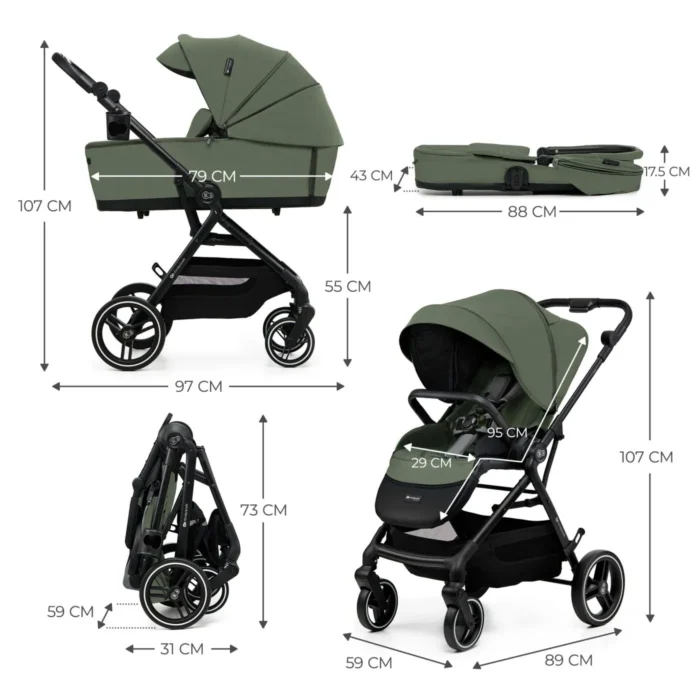 KINDERKRAFT MULTIFUNCTIONAL STROLLER YOXI 2IN1 MYSTIC GREEN - imagine 9