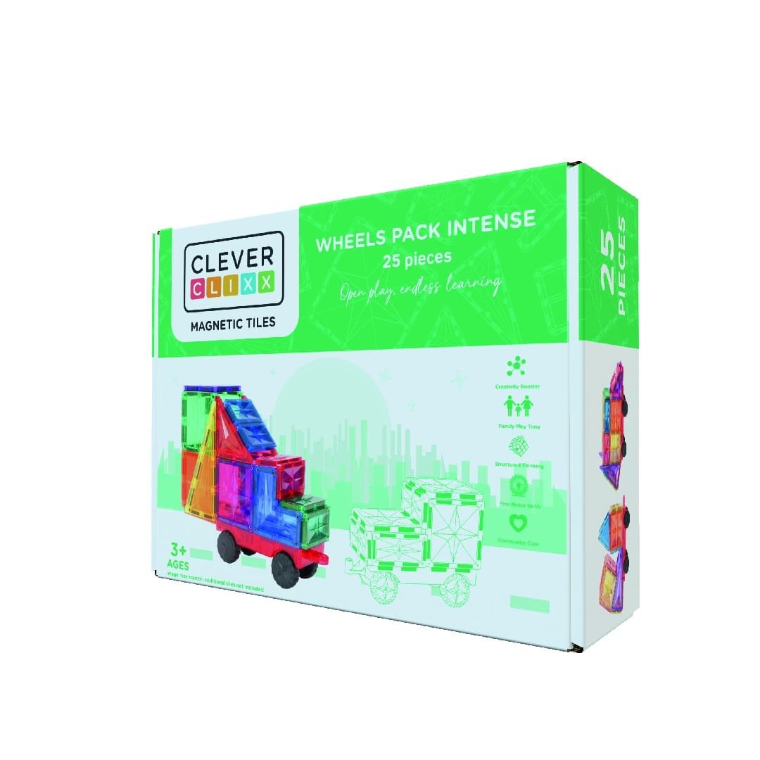 joc-magnetic-de-construit-cu-set-de-roti-25-piese-cleverclixx20588 Joc magnetic de construit cu set de roti 25 piese, Cleverclixx - imagine 1