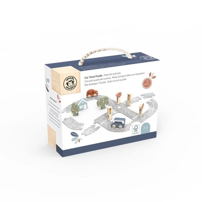 Puzzle cu pista din fetru si masinute, Speedy Monkey - imagine 2