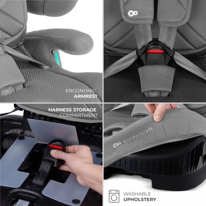 SCAUN AUTO KINDERKRAFT FIX2GO 76-150 CM, GREY - imagine 2