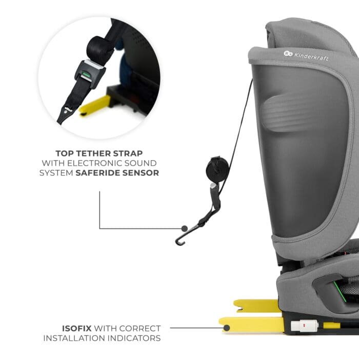 SCAUN AUTO KINDERKRAFT FIX2GO 76-150 CM, GREY - imagine 5