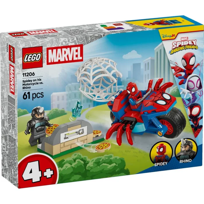 LEGO MARVEL SPIDEY PE MOTOCICLETA VS RHINO 11206 - imagine 9