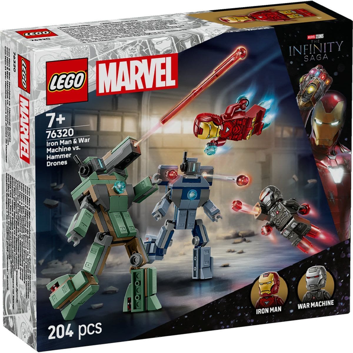 1 LEGO MARVEL IRON MAN SI WAR MACHINE VS DRONELE HAMMER 76320 - imagine 1