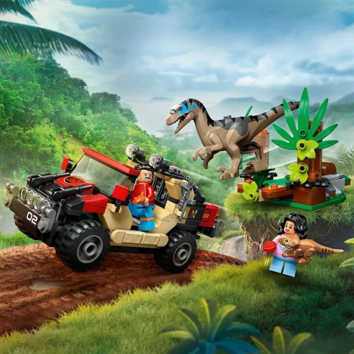 LEGO JURASSIC WORLD RENASTEREA EVADARE OFF-ROAD DIN CALEA UNUI VELOCIRAPTOR 76972 - imagine 13