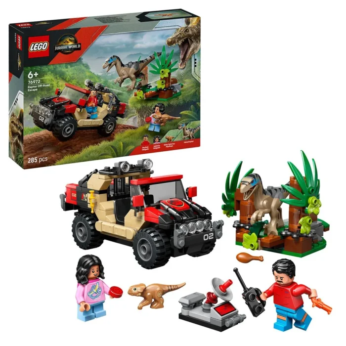 LEGO JURASSIC WORLD RENASTEREA EVADARE OFF-ROAD DIN CALEA UNUI VELOCIRAPTOR 76972 - imagine 16