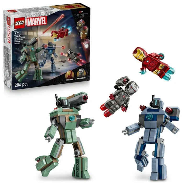 LEGO MARVEL IRON MAN SI WAR MACHINE VS DRONELE HAMMER 76320 - imagine 18