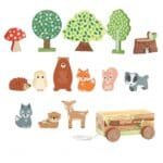 Jucarie de indemanare Set cu piese din lemn animale de padure, Orange Tree Toys - imagine 4