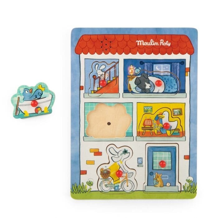 Puzzle educativ din lemn cu sunete, Moulin Roty - imagine 2